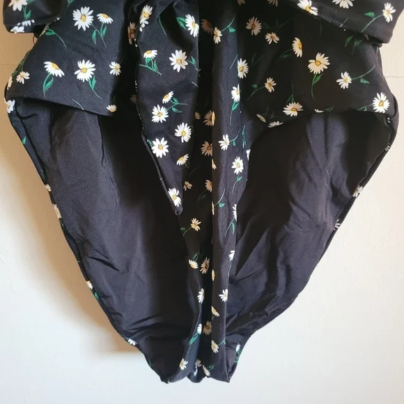 Onia One Piece Swim Suit XS White Black Floral Strapless - Picture 5 of 9